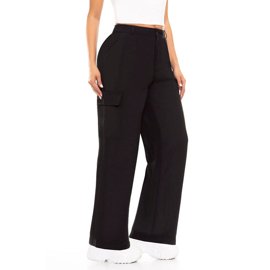 Ref 6109 Pantalon Straight leg cargo con ribete trasero, color negro