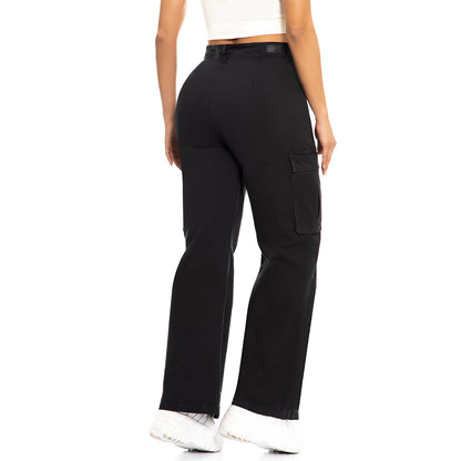 Ref 6144-2, Pantalon Straight leg cargo, color negro