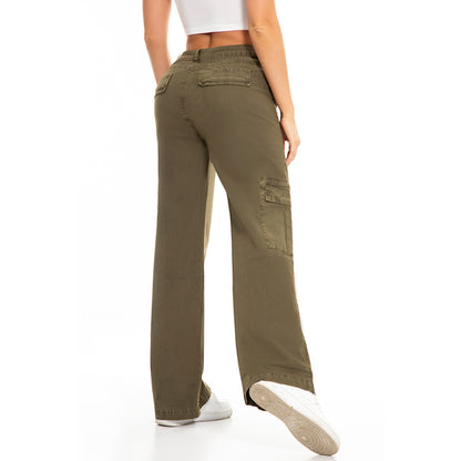 Ref 6163, Pantalon Straight leg cargo, color verde
