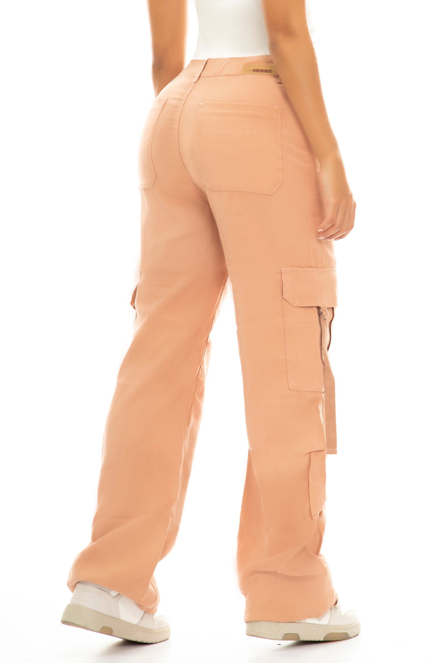Ref 6169, Pantalon Straight leg Palazzo cargo, color salmón