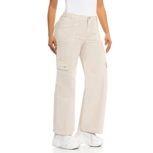 Ref 6163, Pantalon Straight leg cargo, color beige